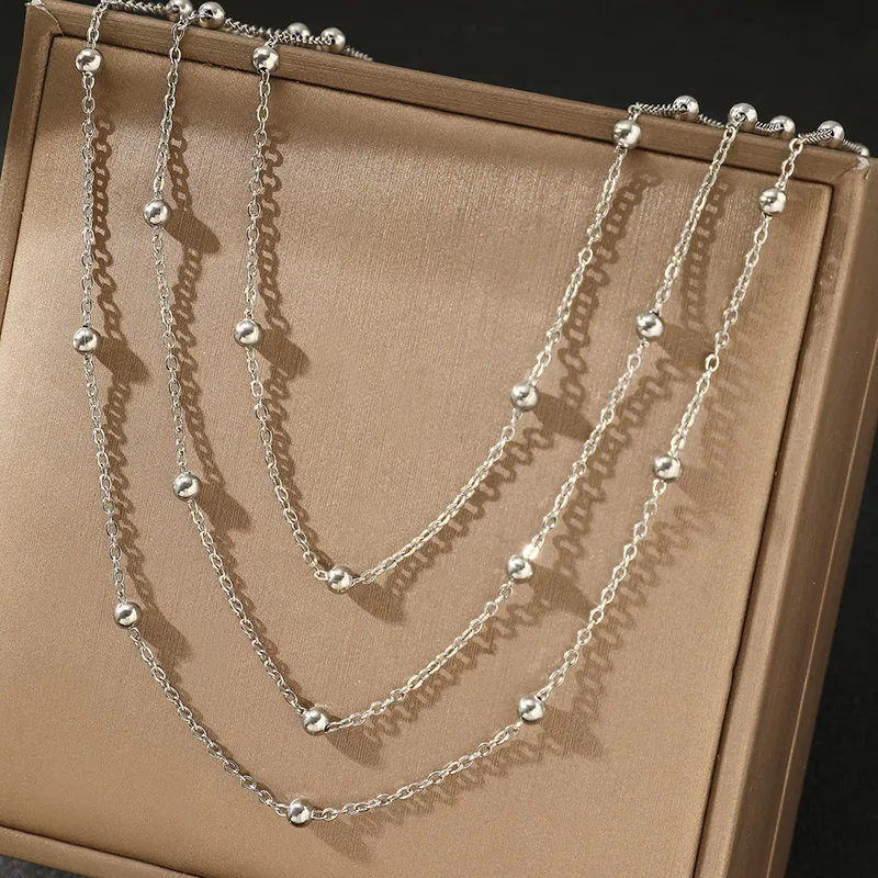Beaded Triple Layered Necklace