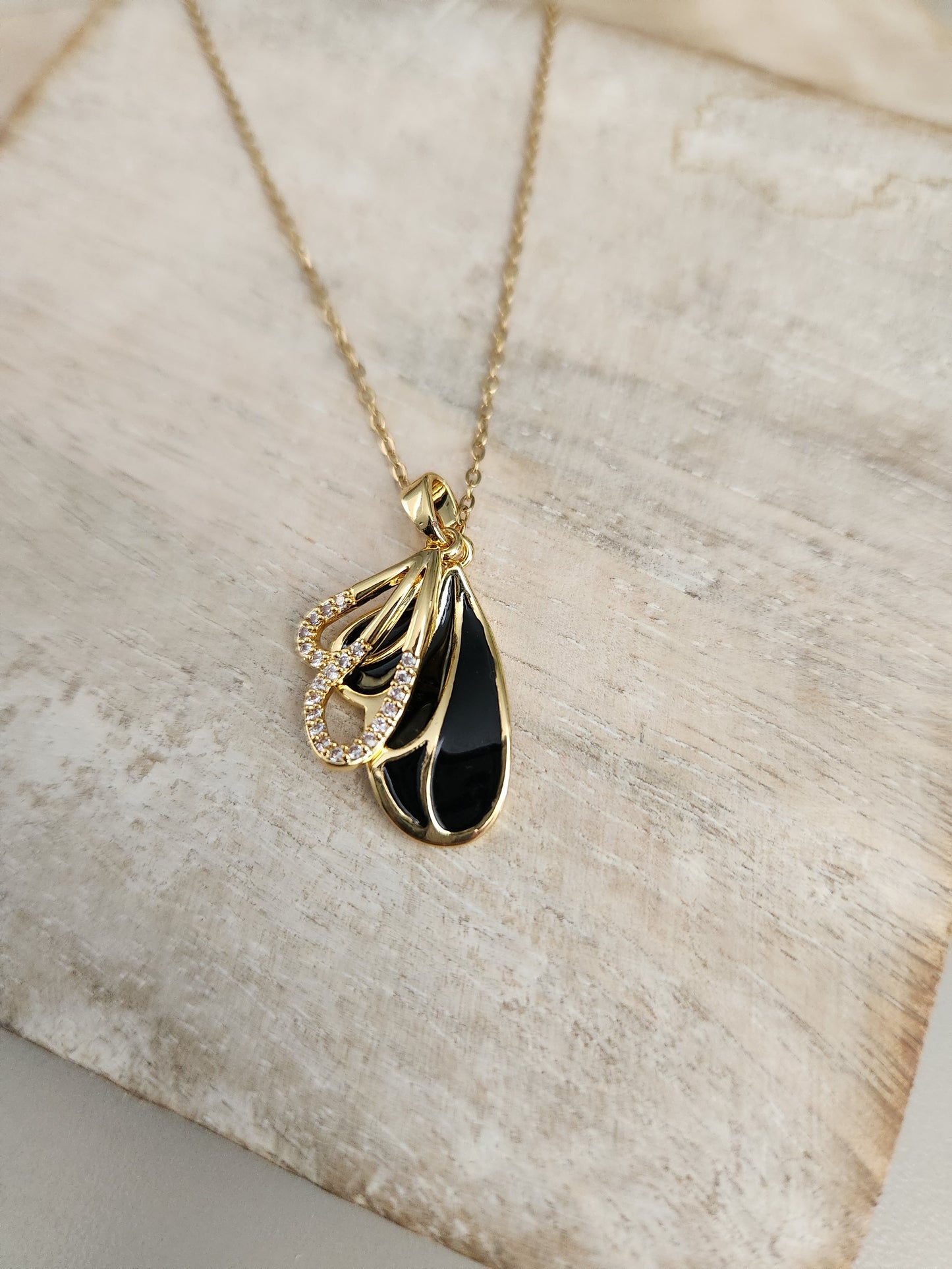 Black Butterfly Wing Necklace