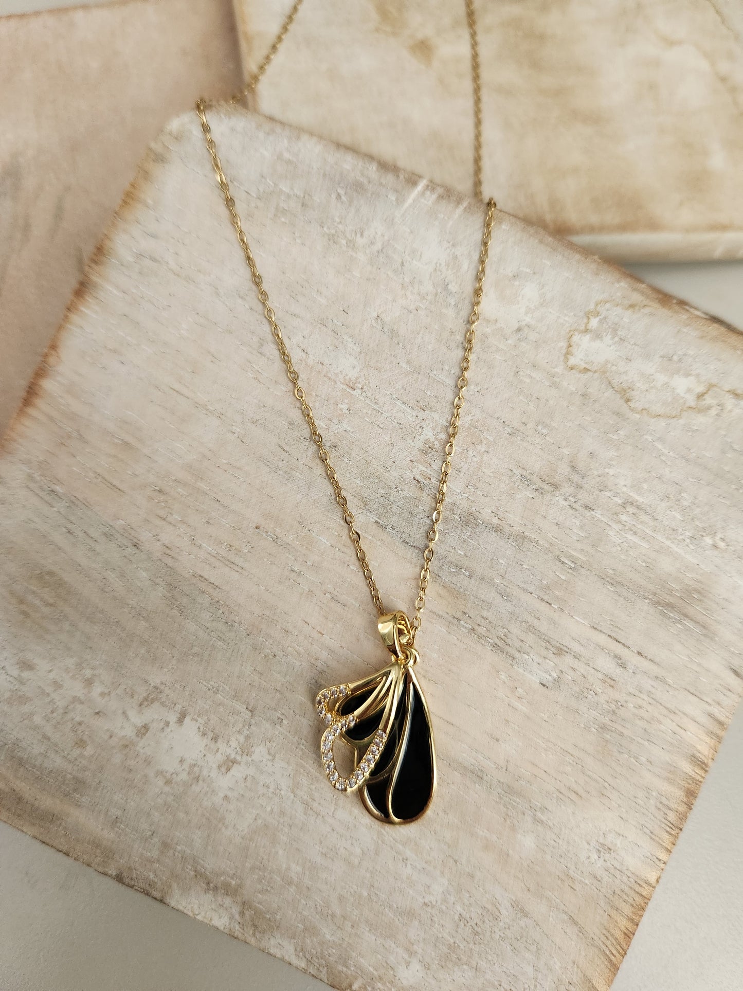 Black Butterfly Wing Necklace