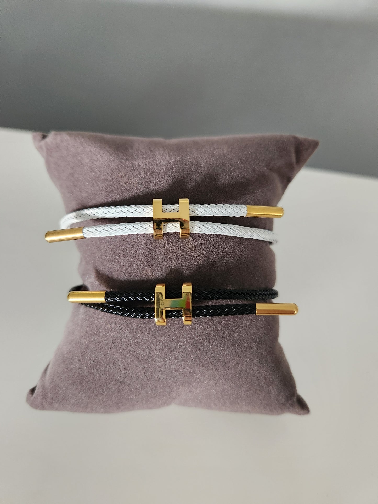 H White Cord Adjustable Bracelet