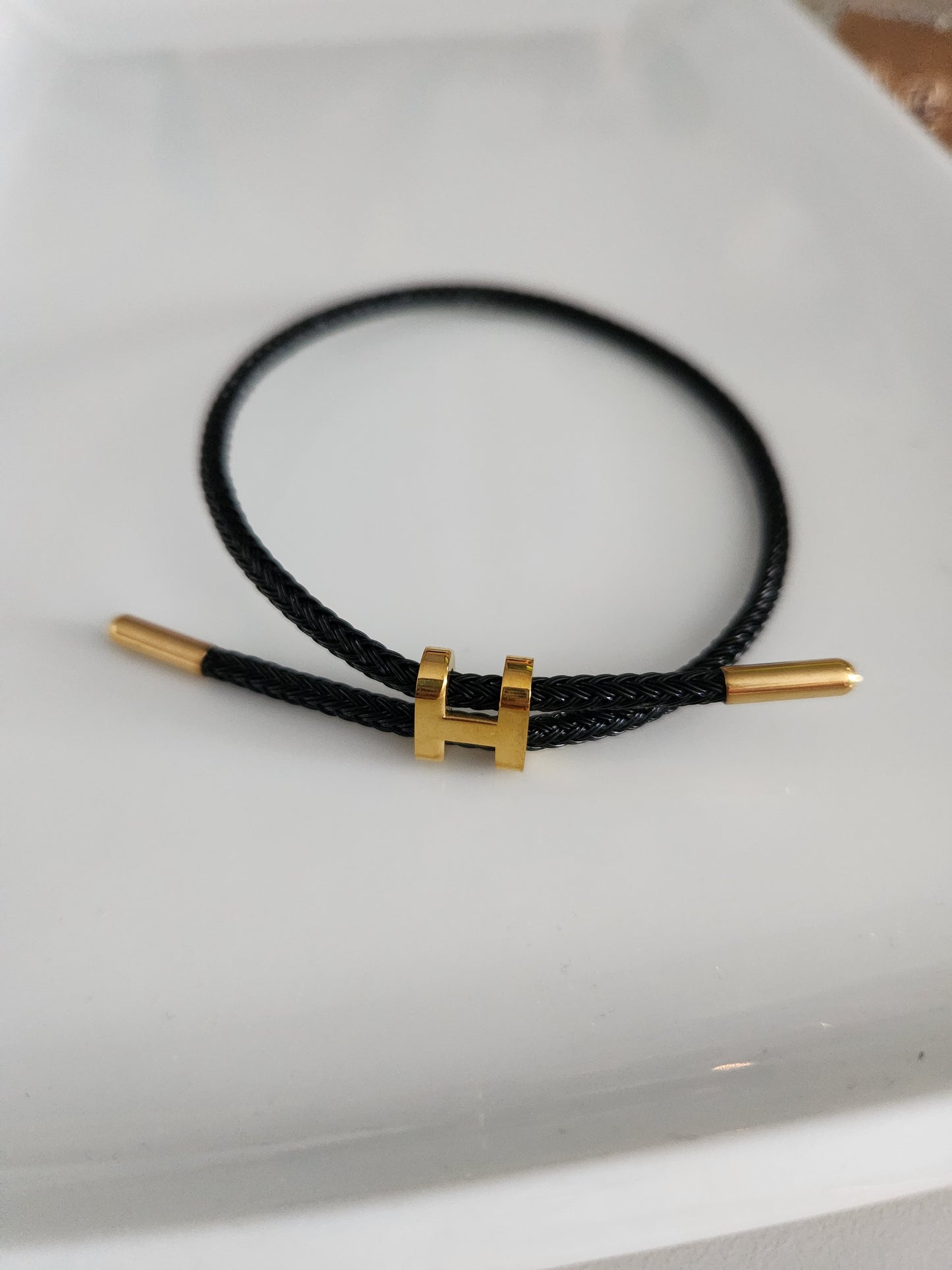 H White Cord Adjustable Bracelet