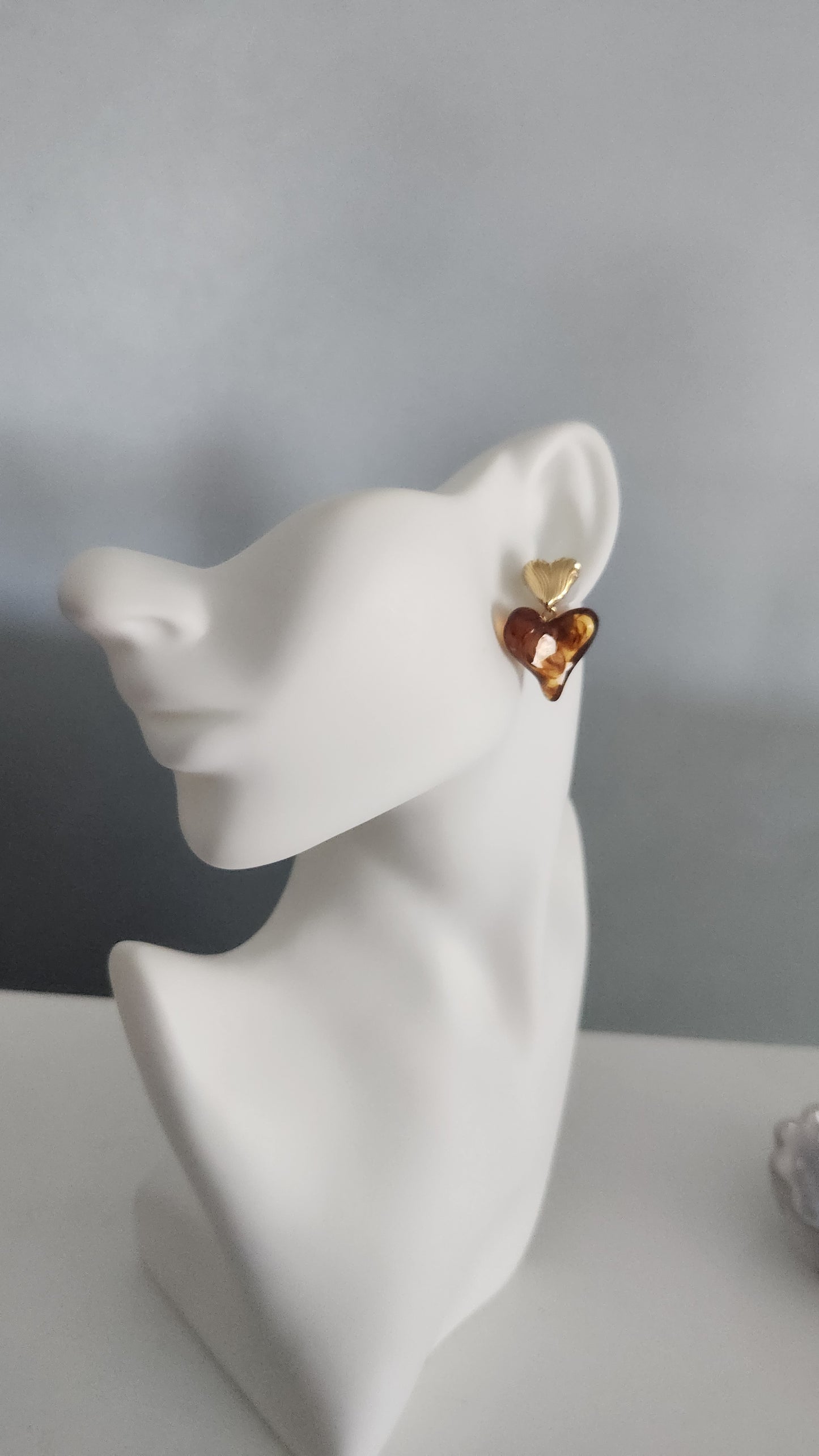 Amber Heart Earrings
