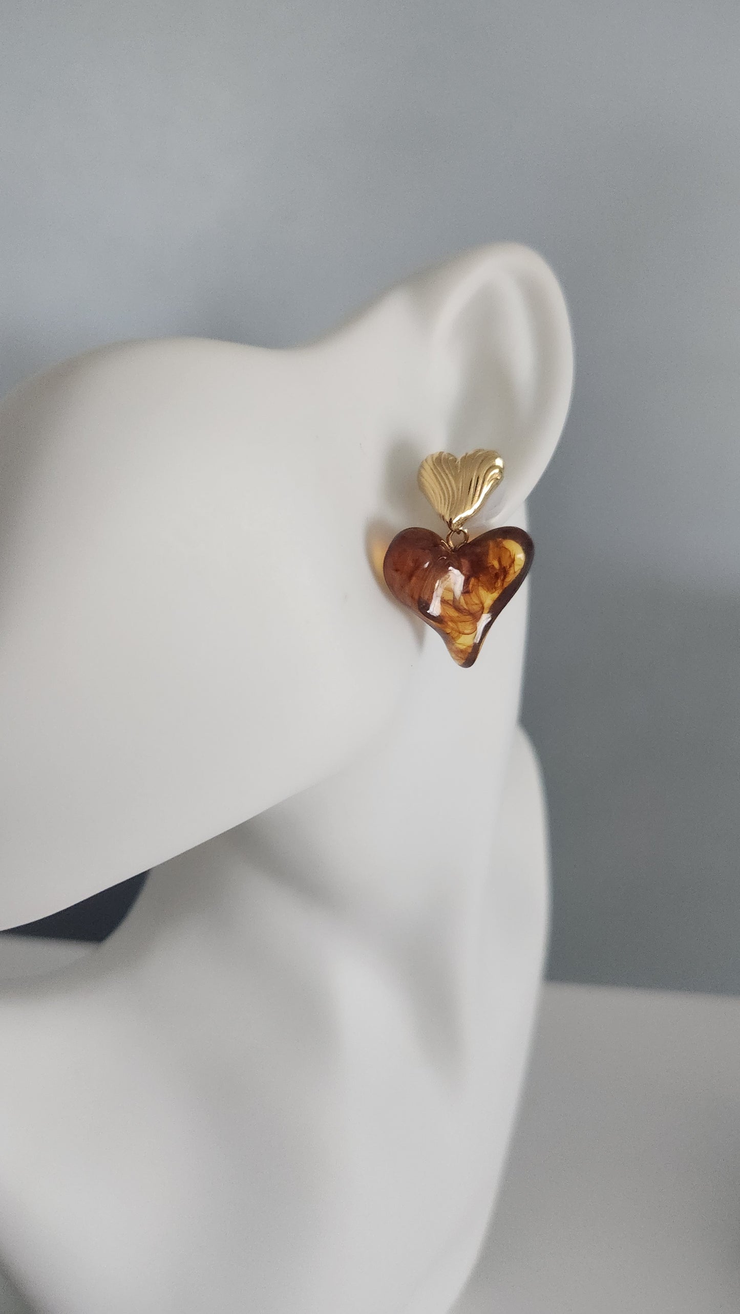 Amber Heart Earrings
