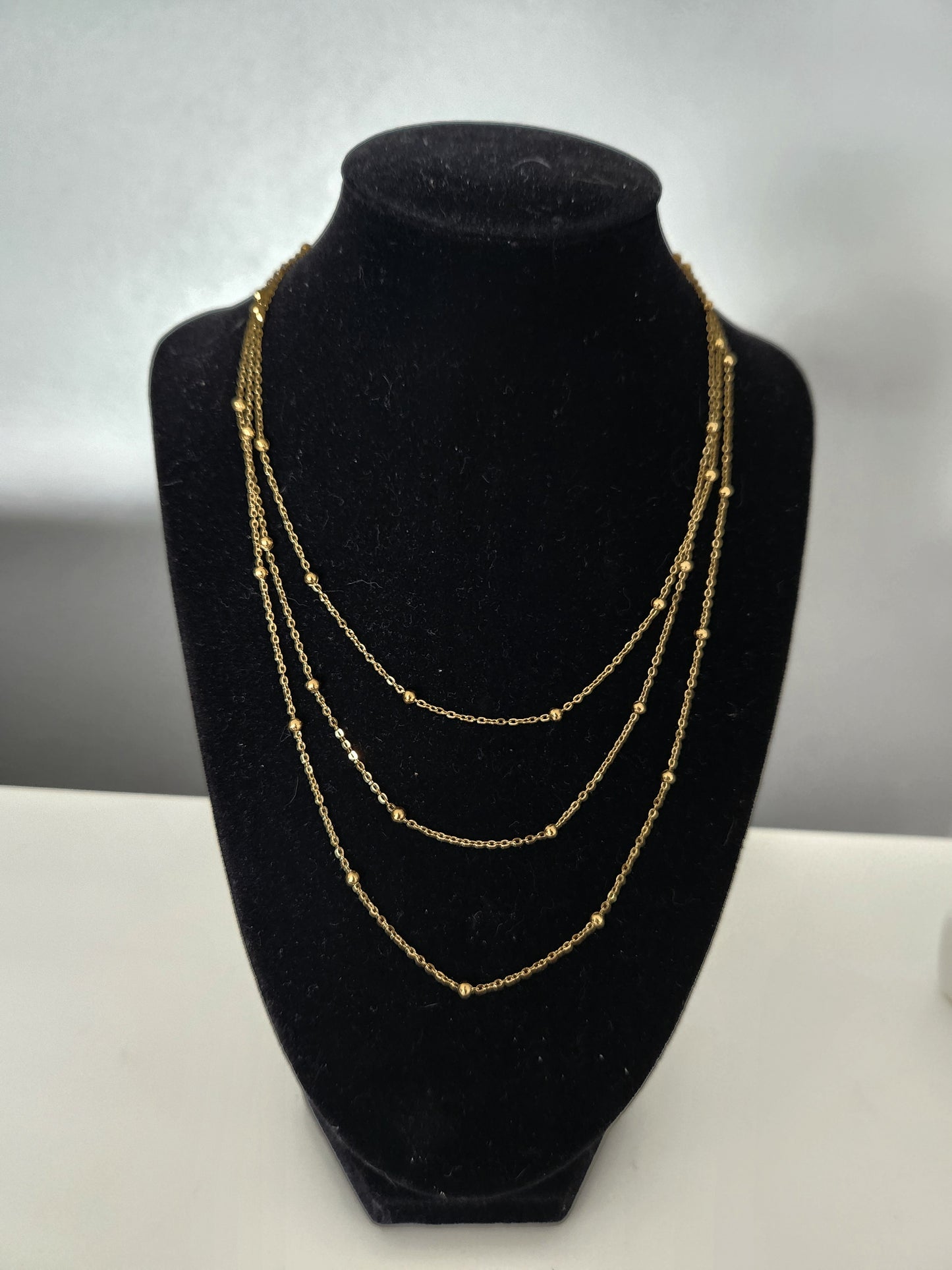 Beaded Triple Layered Necklace