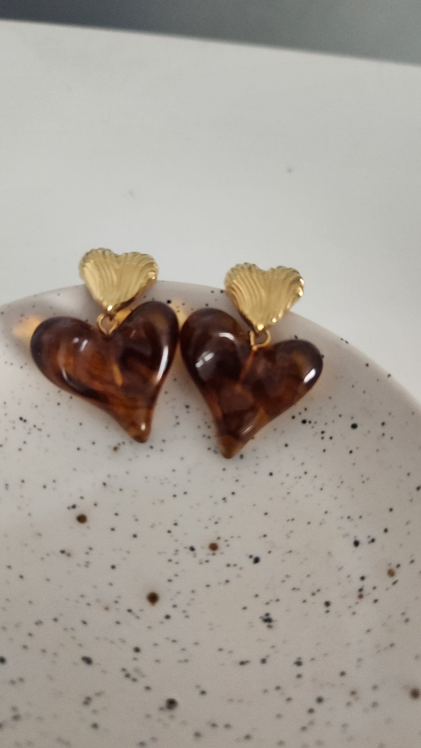 Amber Heart Earrings