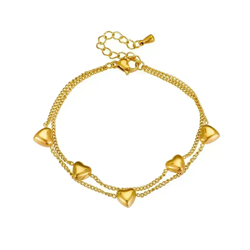 Gold floating hearts bracelet