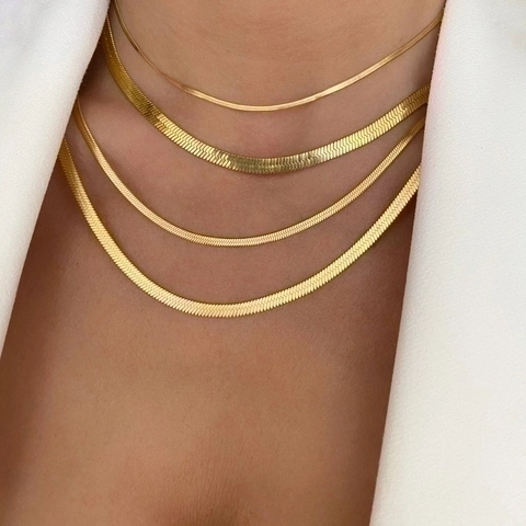 Gold Herringbone Necklaces