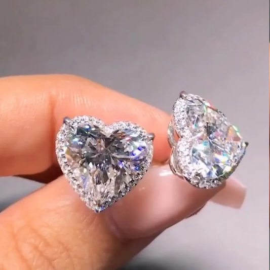 Crystal Heart Stud Earrings