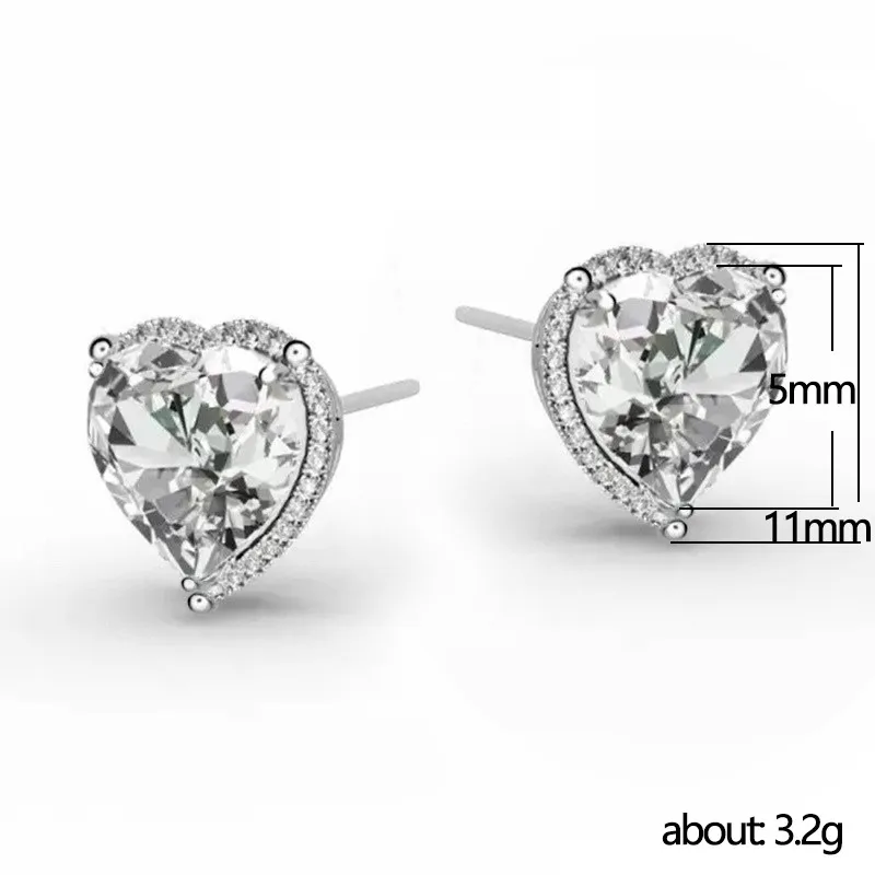 Crystal Heart Stud Earrings