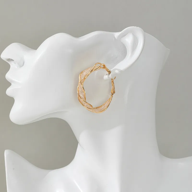 Gold & Mesh Hoop Earrings