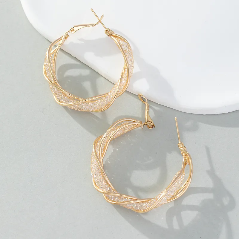 Gold & Mesh Hoop Earrings