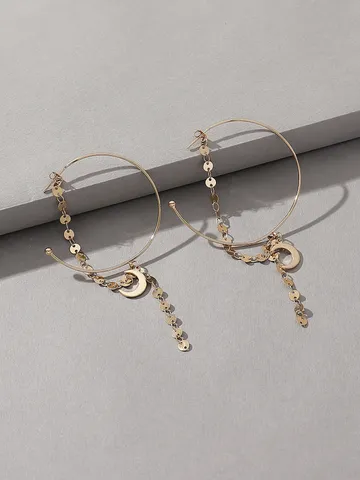 Luna Drop Hoop Earrings