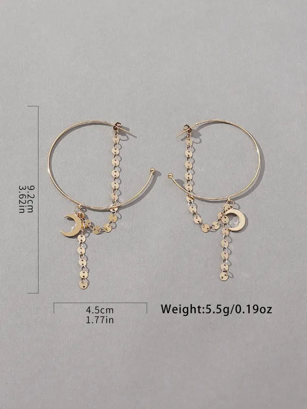 Luna Drop Hoop Earrings