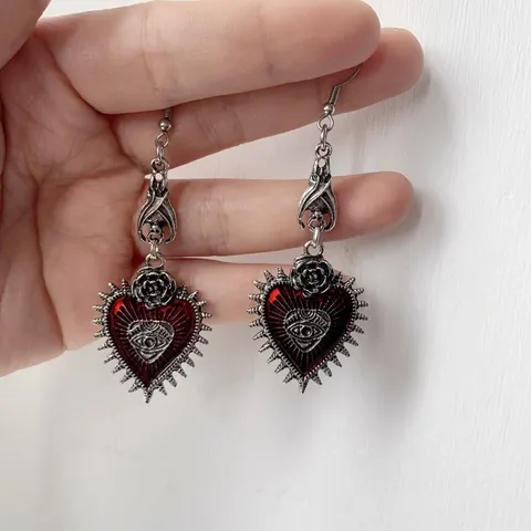 Rose & Eye Heart Earrings