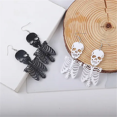 Black or White Skeleton Earrings