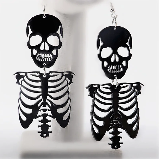 Black or White Skeleton Earrings