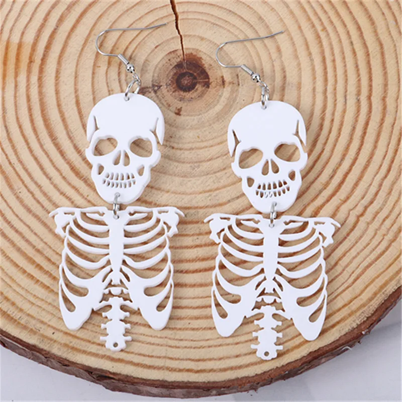 Black or White Skeleton Earrings