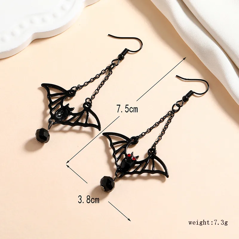 Batty Black Drop Earrings