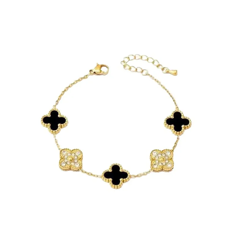 Black and Gold Clover Bracelet