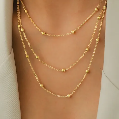 Beaded Triple Layered Necklace
