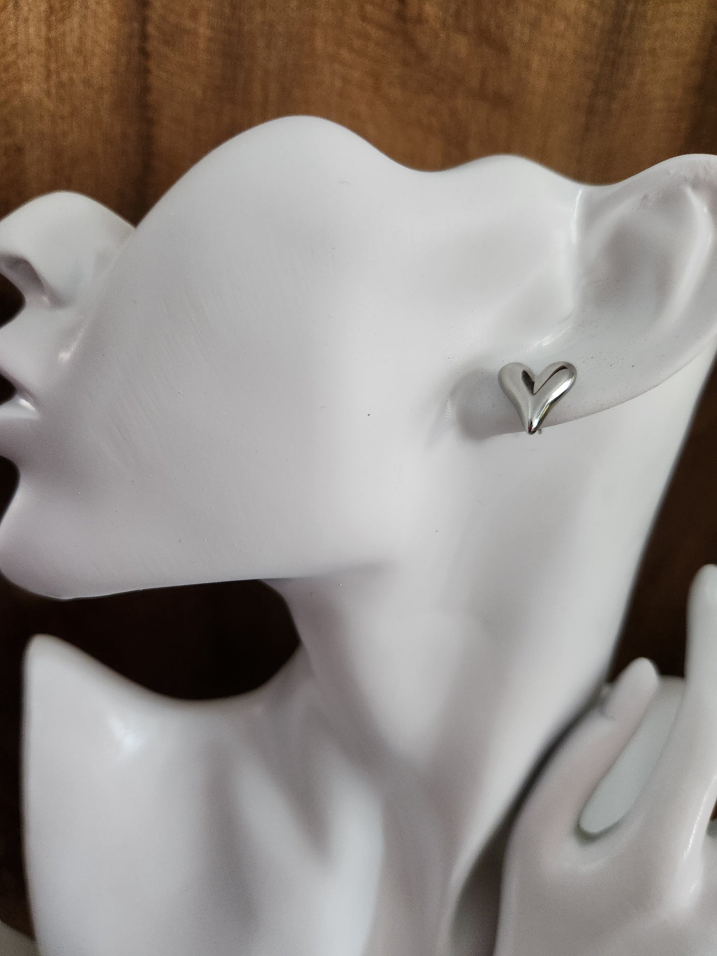 Silver heart stud earrings