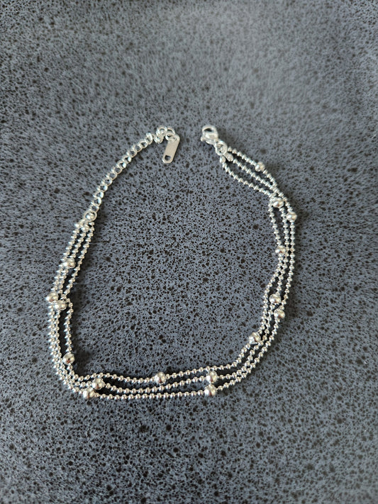 Shanti Layered Anklet Silver