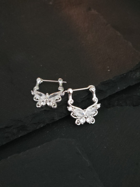 Silver Butterfly Drop Earrings