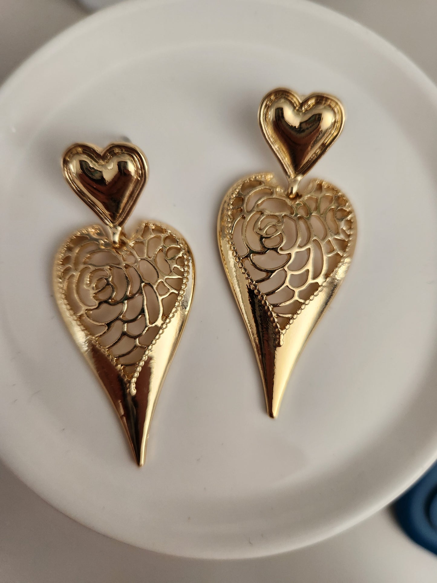 Rose & Heart Drop Earrings