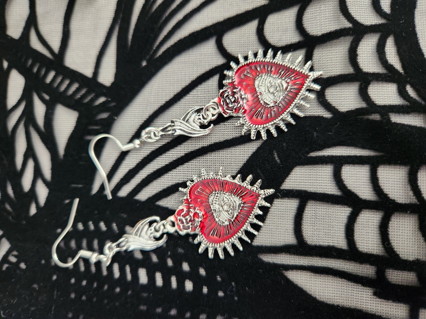 Rose & Eye Heart Earrings