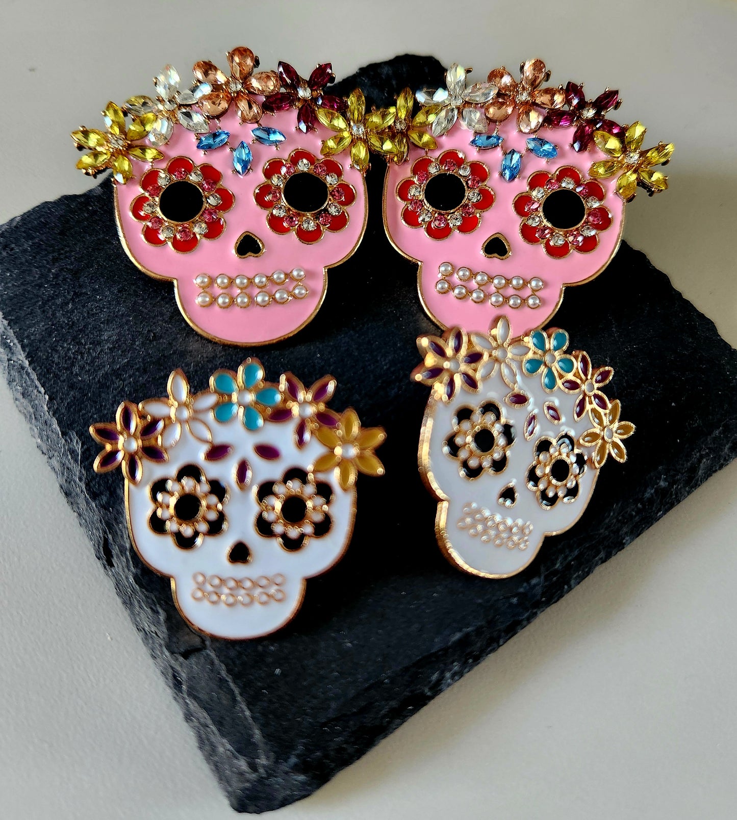 Sugar Skull with Crown of Flowers