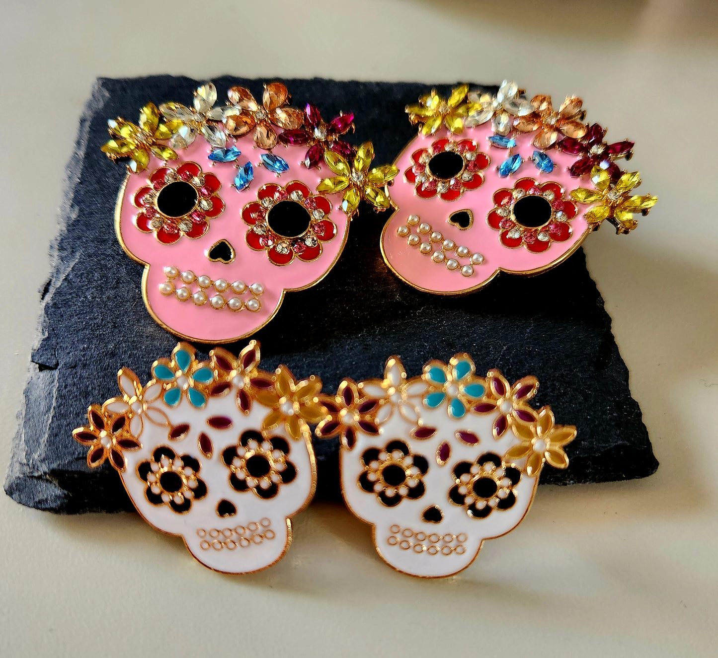 Sugar Skull with Crown of Flowers