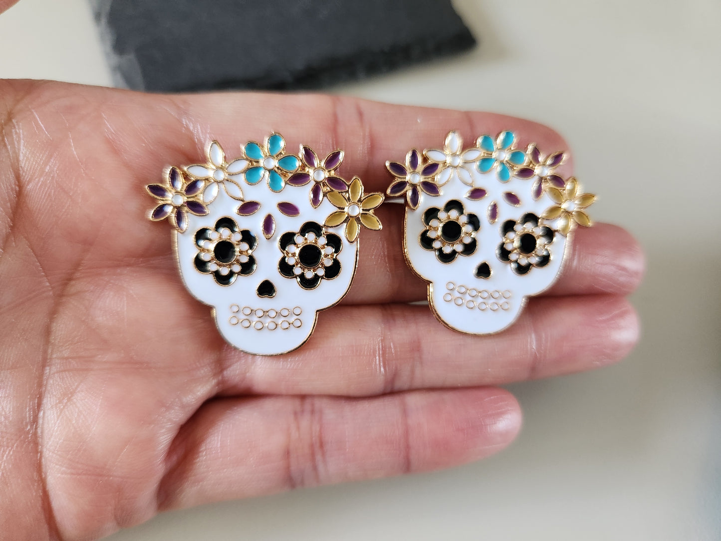 Sugar Skull with Crown of Flowers