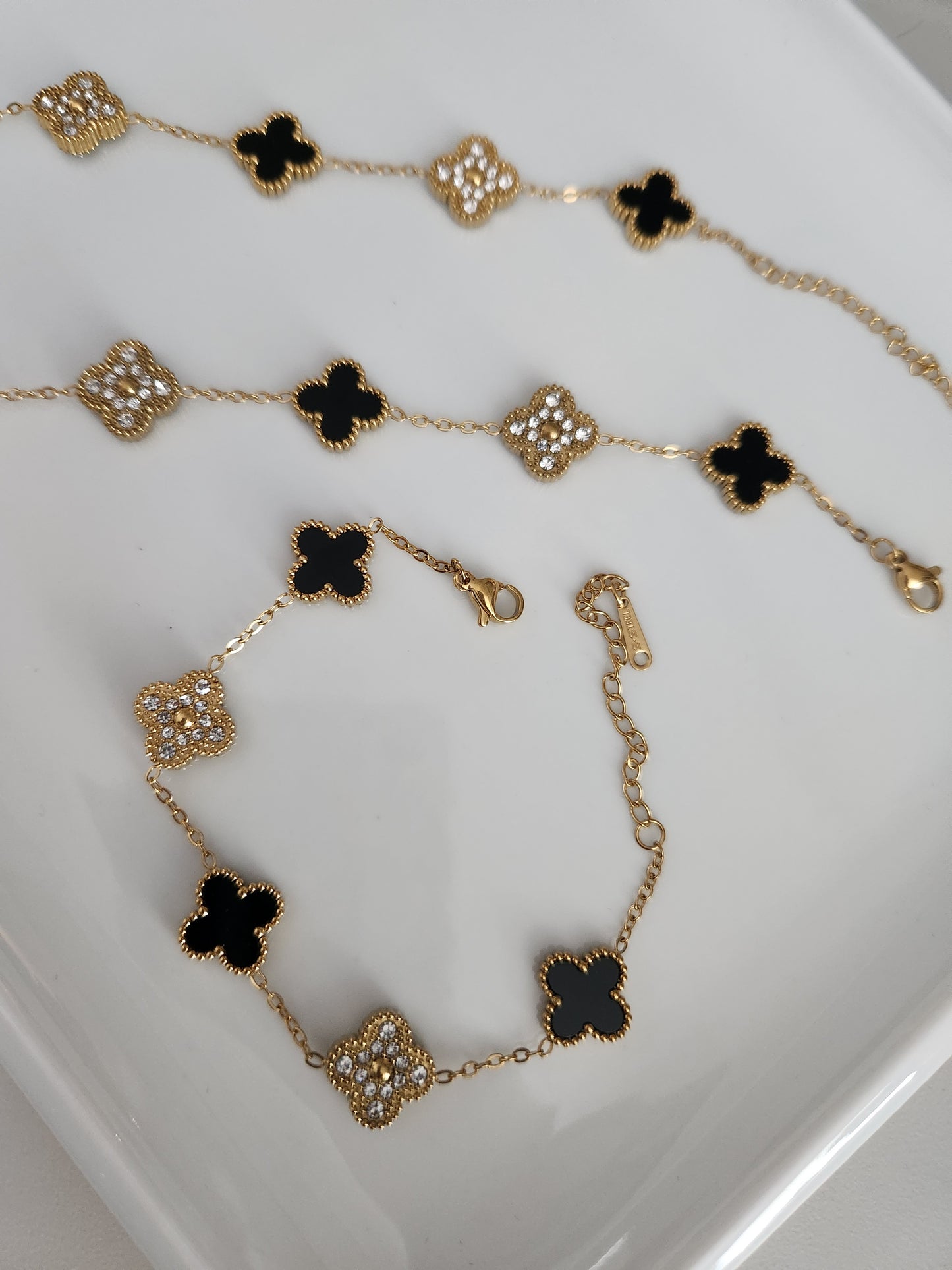 Black and Gold Clover Bracelet