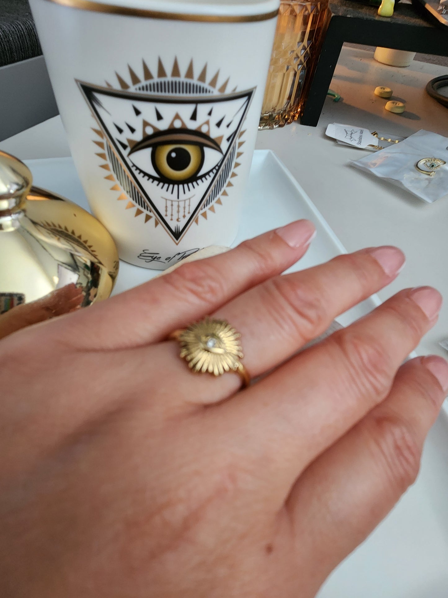 Evil Eye Ring with Center Rhinestone