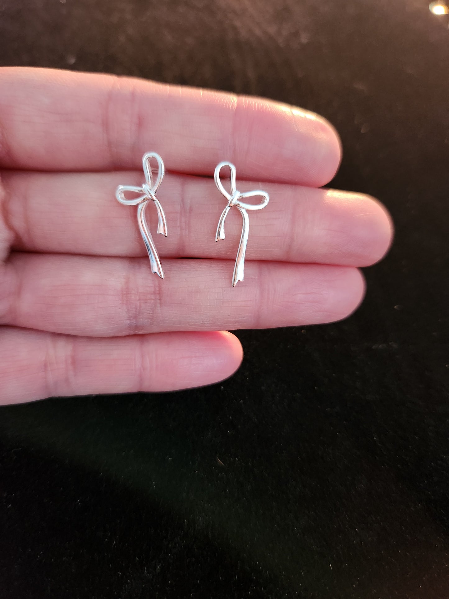 Silver Bow Stud Earrings