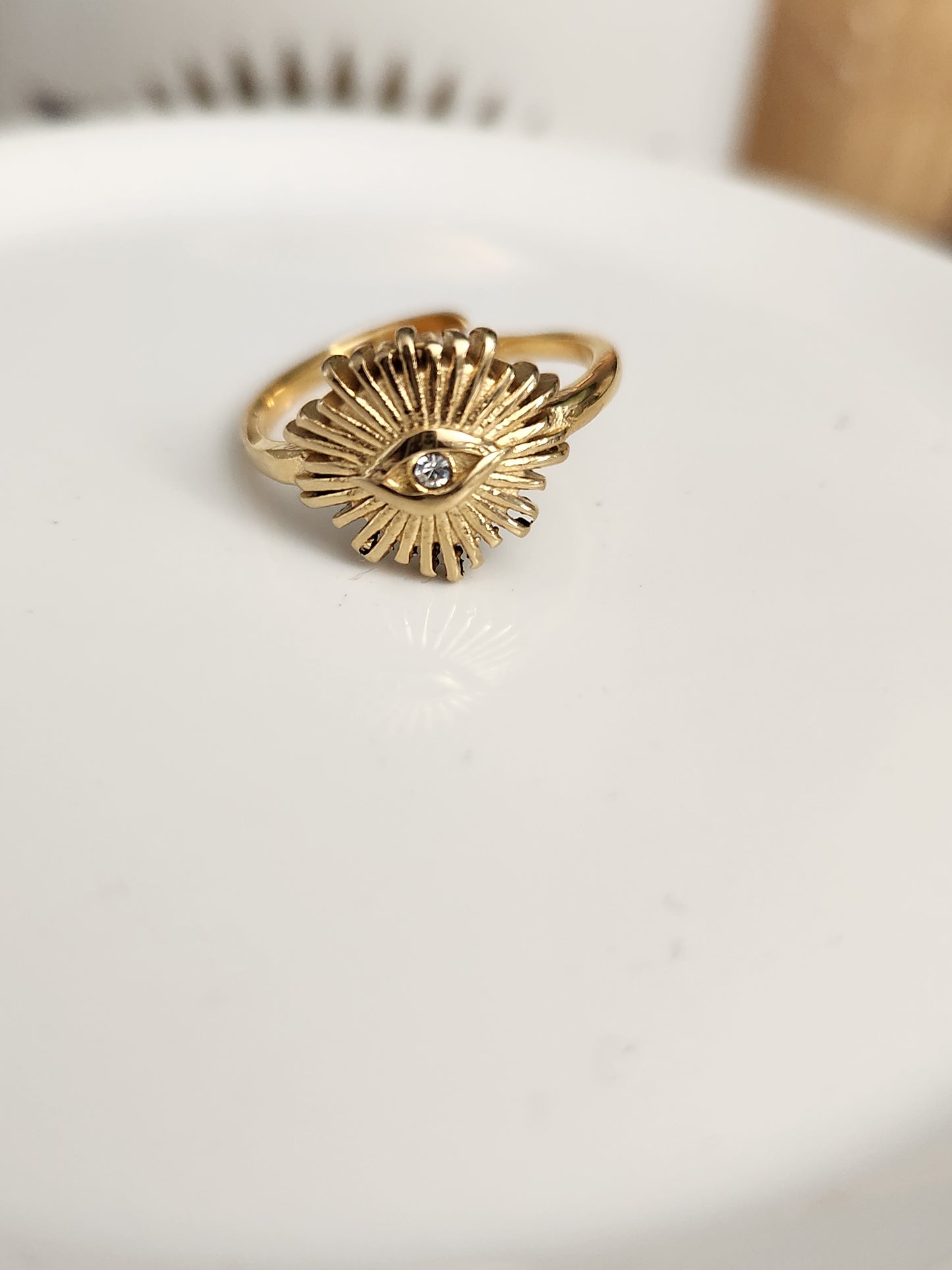 Evil Eye Ring with Center Rhinestone