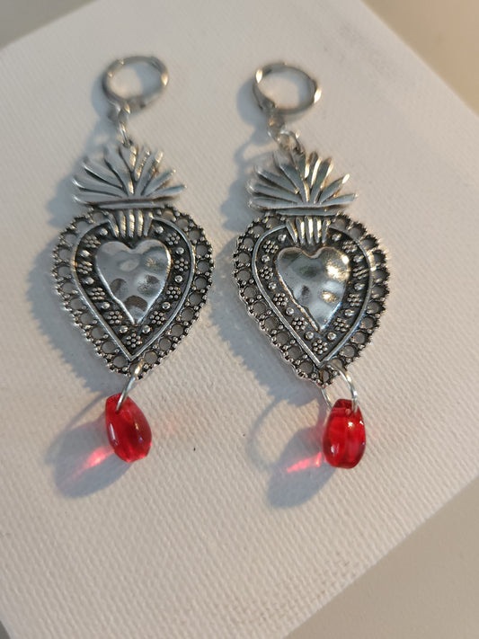 Corazon Silver Drop Earrings