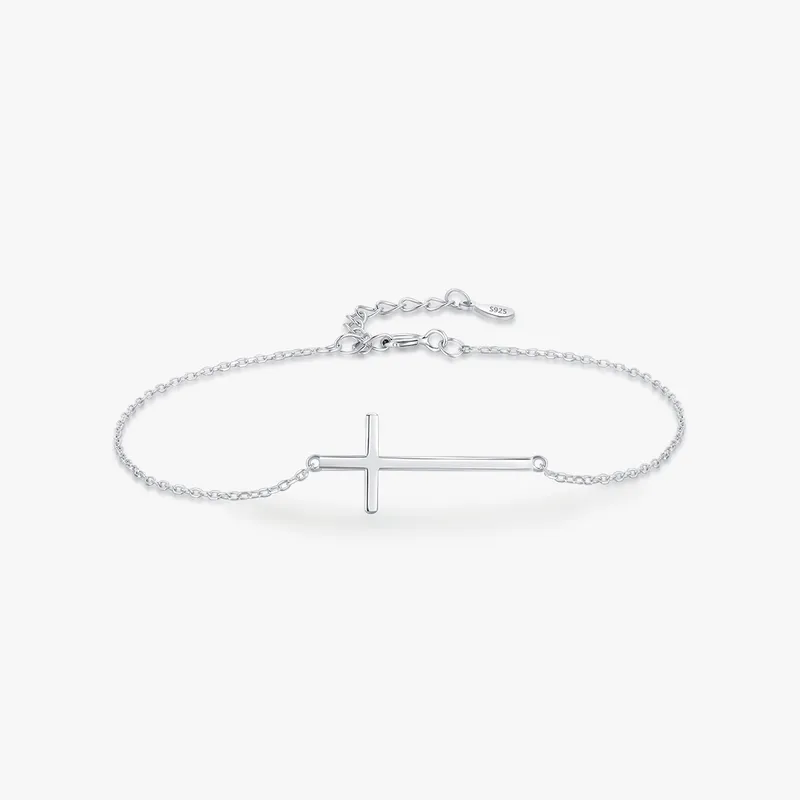 Dainty silver cross bracelet