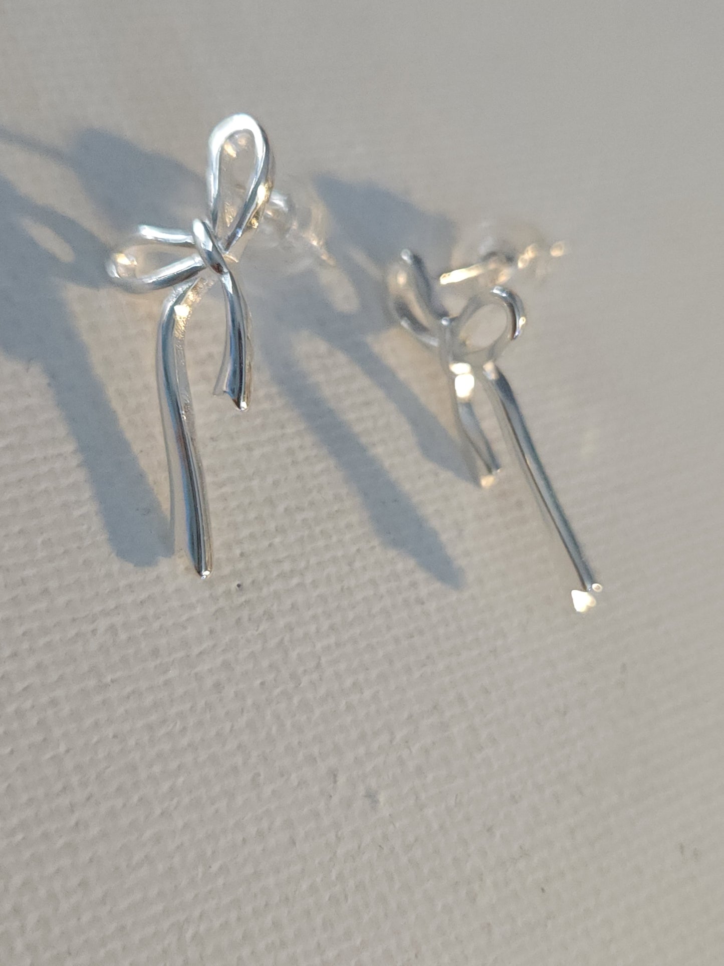 Silver Bow Stud Earrings