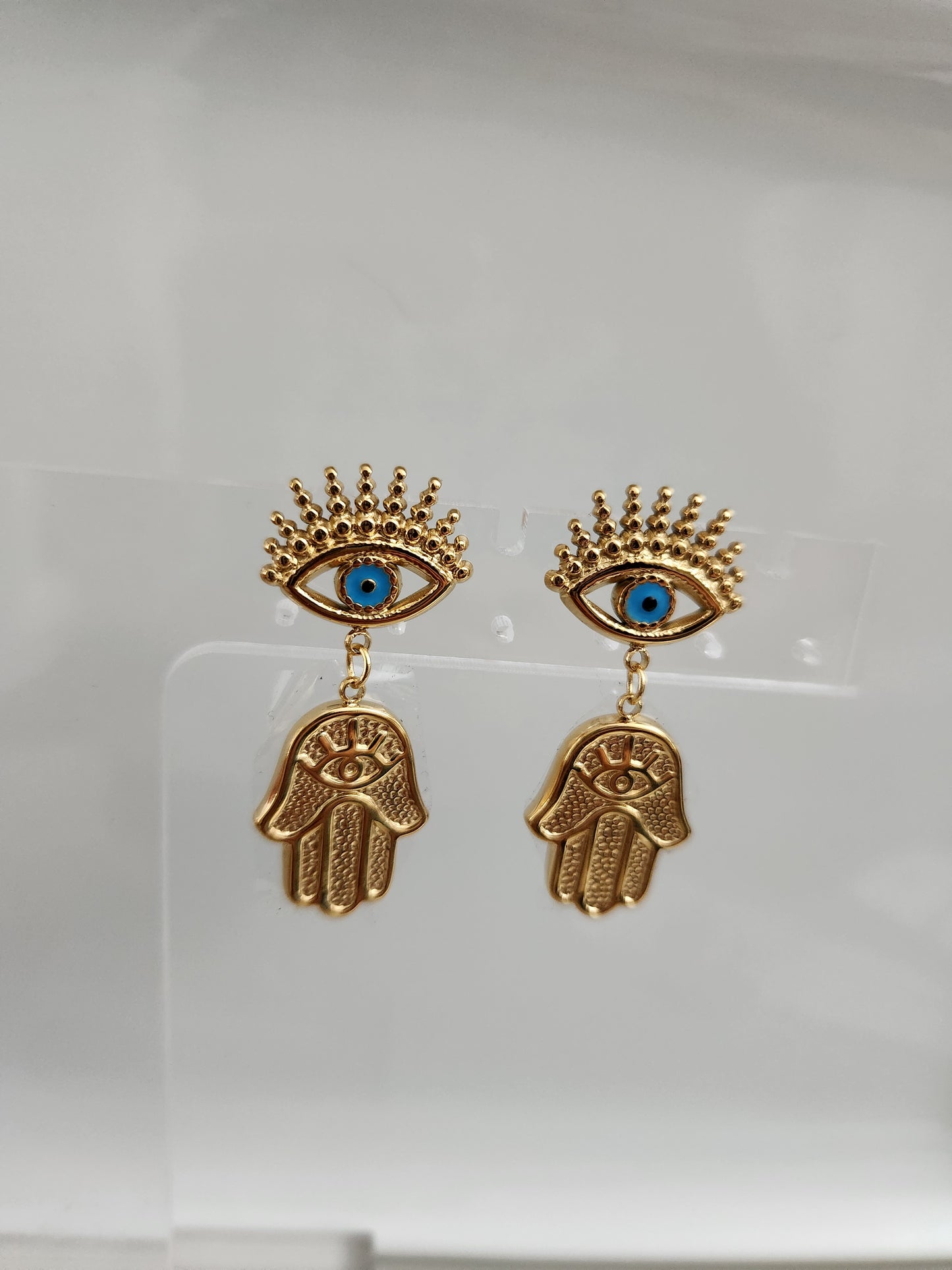 Hamsa Evil Eye Drop Earrings