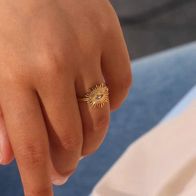 Evil Eye Ring with Center Rhinestone